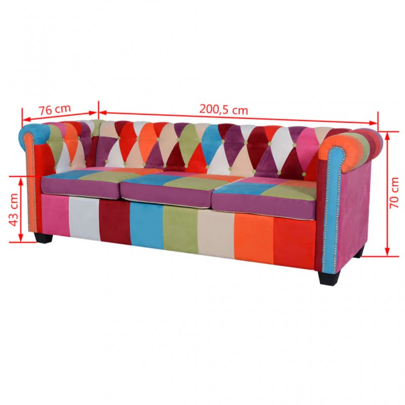 Chesterfield Sofa 3-Seater Fabric Chesterfield Sofa 3-Seater Fabric