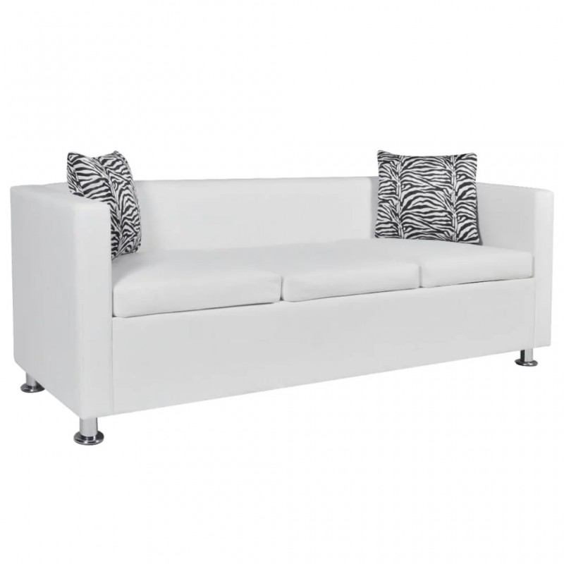 Sofa Set Artificial Leather 3-Seater and 2-Seater White Sofa Set Artificial Leather 3-Seater and 2-Seater White