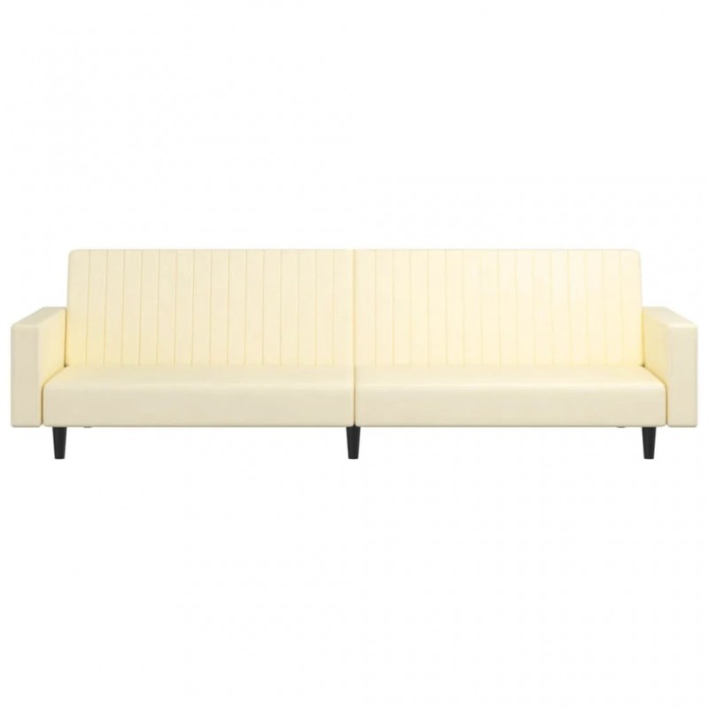 2-Seater Sofa Bed Cream Faux Leather 2-Seater Sofa Bed Cream Faux Leather