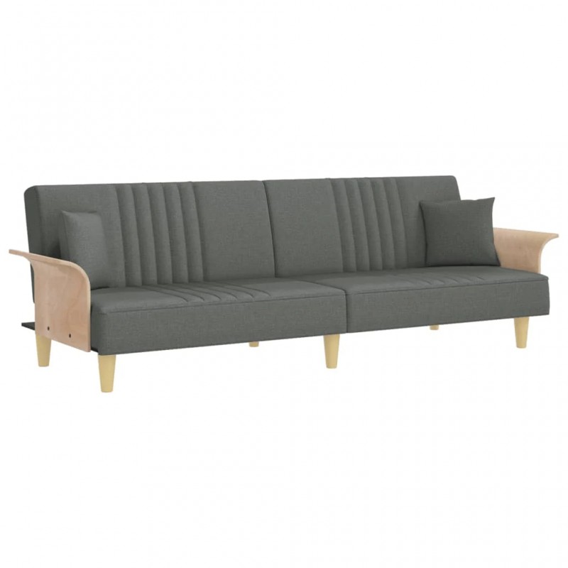 Sofa Bed with Armrests Dark Grey Fabric Sofa Bed with Armrests Dark Grey Fabric