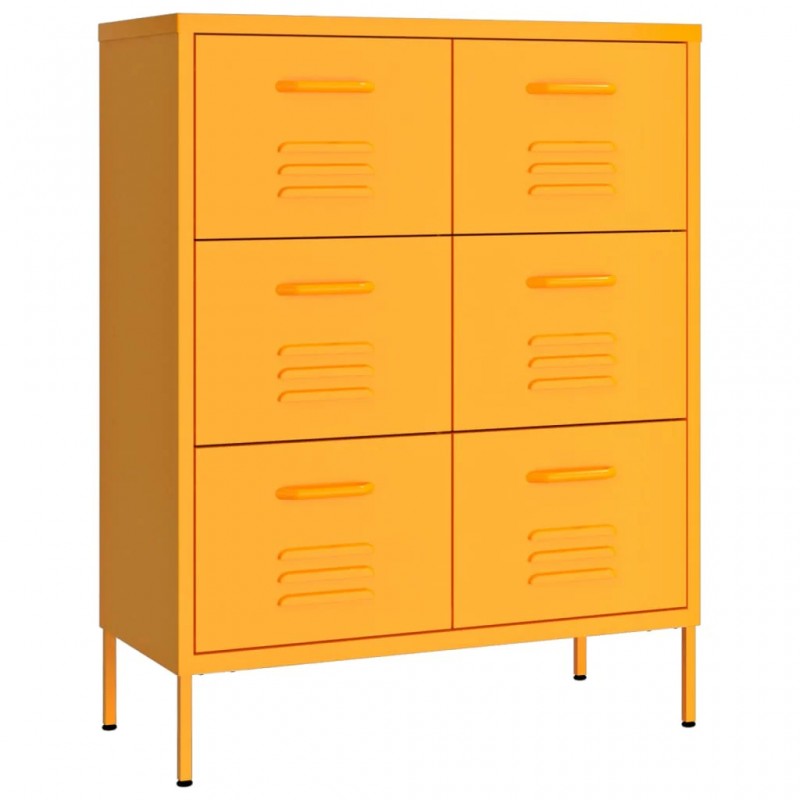 Drawer Cabinet Mustard Yellow 80x35x101.5 cm Steel Drawer Cabinet Mustard Yellow 80x35x101.5 cm Steel