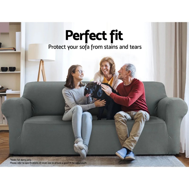 Artiss Sofa Cover Elastic Stretchable Couch Covers Grey 4 Seater Artiss Sofa Cover Elastic Stretchable Couch Covers Grey 4 Seater