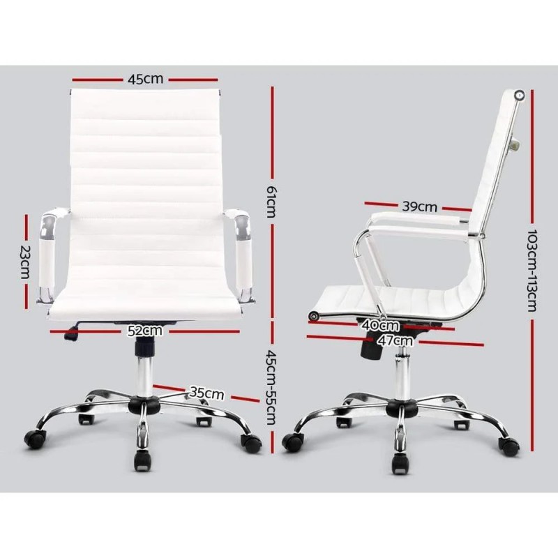 Artiss Office Chair Conference Chairs PU Leather High Back White Artiss Office Chair Conference Chairs PU Leather High Back White