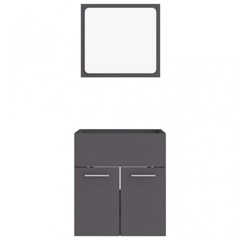 2 Piece Bathroom Furniture Set Grey Chipboard 2 Piece Bathroom Furniture Set Grey Chipboard