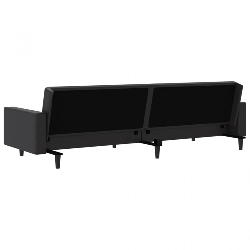 2-Seater Sofa Bed Black Faux Leather 2-Seater Sofa Bed Black Faux Leather