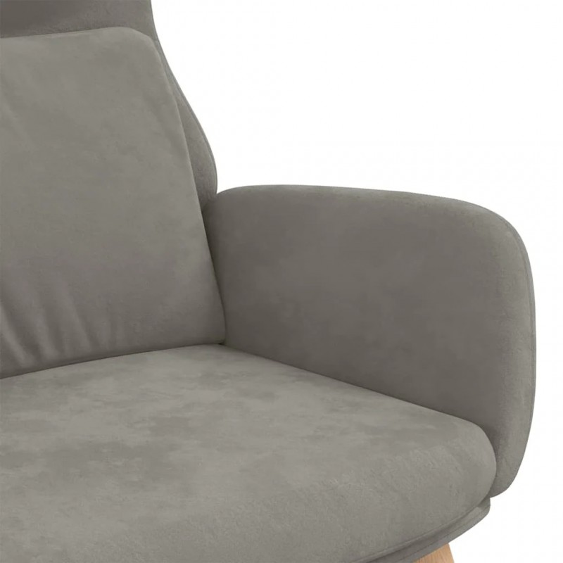 Relaxing Chair Light Grey Velvet Relaxing Chair Light Grey Velvet