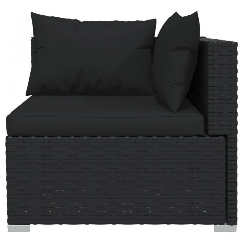2-Seater Sofa with Cushions Black Poly Rattan 2-Seater Sofa with Cushions Black Poly Rattan