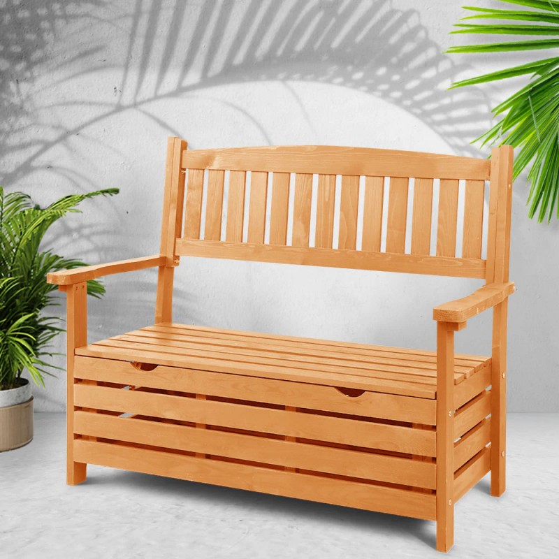 Gardeon Outdoor Storage Bench Box Wooden Garden Chair 2 Seat Timber Furniture Gardeon Outdoor Storage Bench Box Wooden Garden Chair 2 Seat Timber Furniture