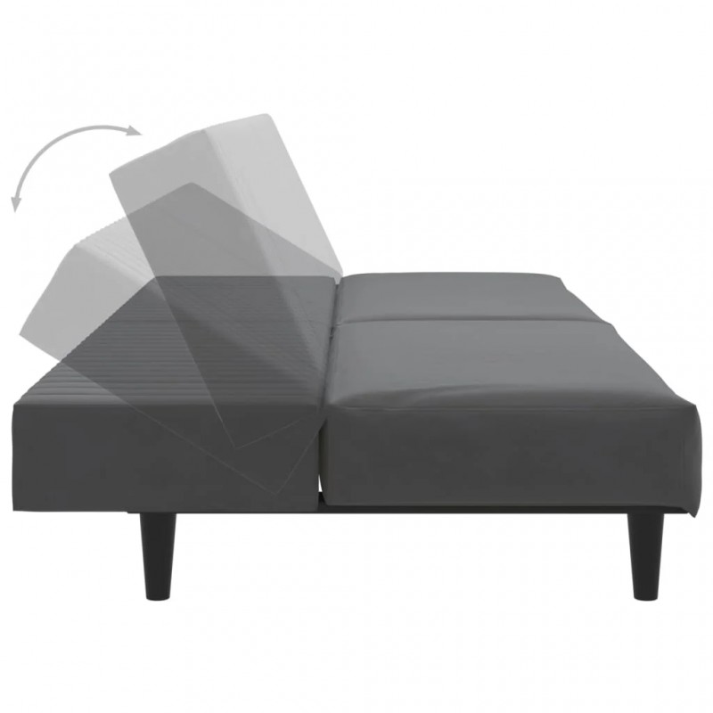 2-Seater Sofa Bed Dark Grey Velvet 2-Seater Sofa Bed Dark Grey Velvet