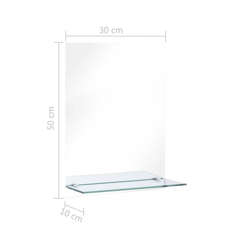 Wall Mirror with Shelf 30x50 cm Tempered Glass Wall Mirror with Shelf 30x50 cm Tempered Glass