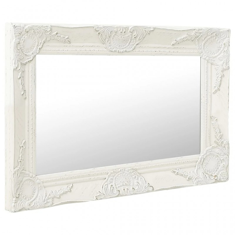 Wall Mirror Baroque Style 60x40 cm White Wall Mirror Baroque Style 60x40 cm White