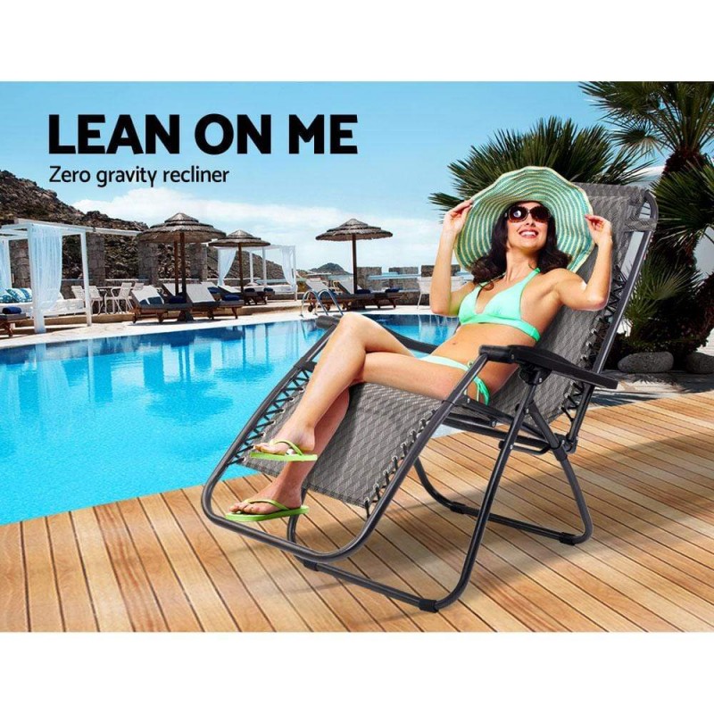 Gardeon Zero Gravity Chair Folding Outdoor Recliner Adjustable Sun Lounge Camping Grey Gardeon Zero Gravity Chair Folding Outdoor Recliner Adjustable Sun Lounge Camping Grey