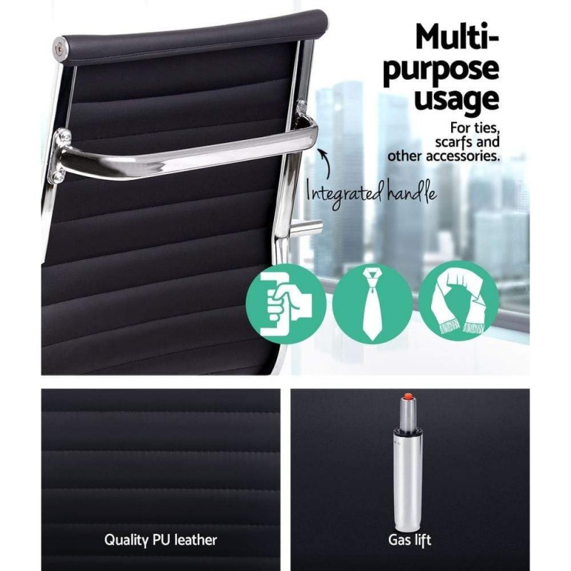 Artiss Office Chair Conference Chairs PU Leather Mid Back Black Artiss Office Chair Conference Chairs PU Leather Mid Back Black