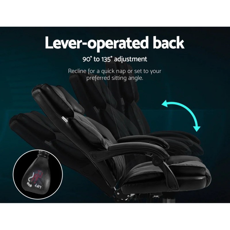 Artiss Executive Office Chair Leather Recliner Black Artiss Executive Office Chair Leather Recliner Black