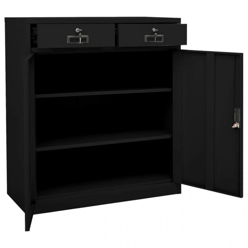 Office Cabinet Black 90x40x102 cm Steel Office Cabinet Black 90x40x102 cm Steel