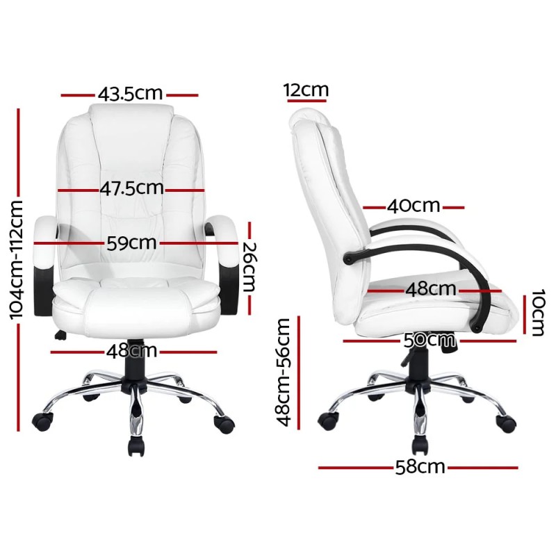 Artiss Executive Office Chair Leather Tilt White Artiss Executive Office Chair Leather Tilt White
