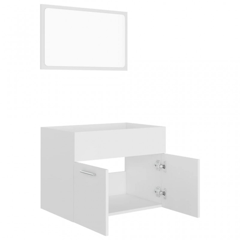 2 Piece Bathroom Furniture Set White Engineered Wood 2 Piece Bathroom Furniture Set White Engineered Wood