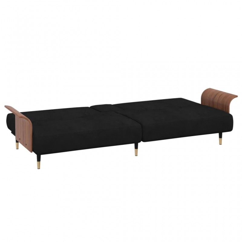 Sofa Bed with Cup Holders Black Velvet Sofa Bed with Cup Holders Black Velvet