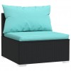 3-Seater Sofa with Cushions Black Poly Rattan