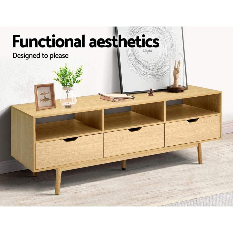 Artiss Wooden Scandinavian Entertainment Unit Natural Artiss Wooden Scandinavian Entertainment Unit Natural