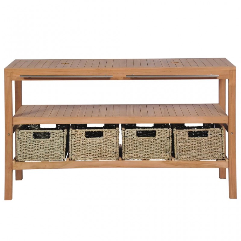 Bathroom Vanity Cabinet with 4 Baskets Solid Teak 132x45x75 cm Bathroom Vanity Cabinet with 4 Baskets Solid Teak 132x45x75 cm