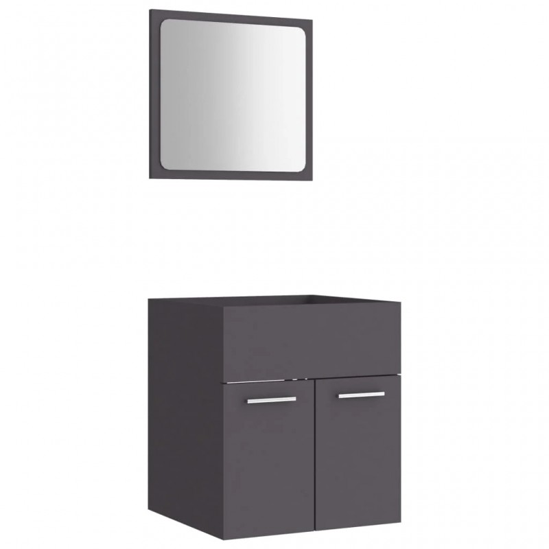 2 Piece Bathroom Furniture Set Grey Chipboard 2 Piece Bathroom Furniture Set Grey Chipboard