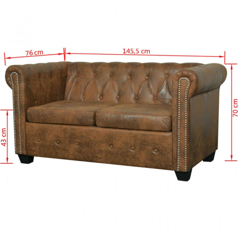 Chesterfield 2-Seater and 3-Seater Sofa Set Brown Chesterfield 2-Seater and 3-Seater Sofa Set Brown