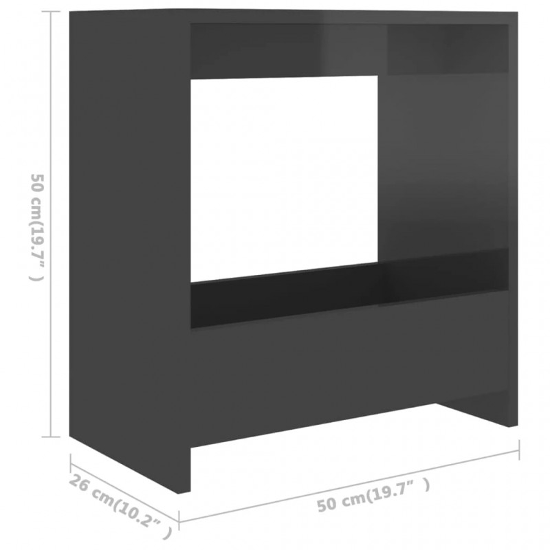 Side Table High Gloss Grey 50x26x50 cm Engineered Wood Side Table High Gloss Grey 50x26x50 cm Engineered Wood
