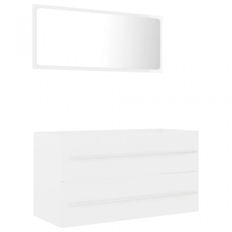 2 Piece Bathroom Furniture Set White Engineered Wood 2 Piece Bathroom Furniture Set White Engineered Wood