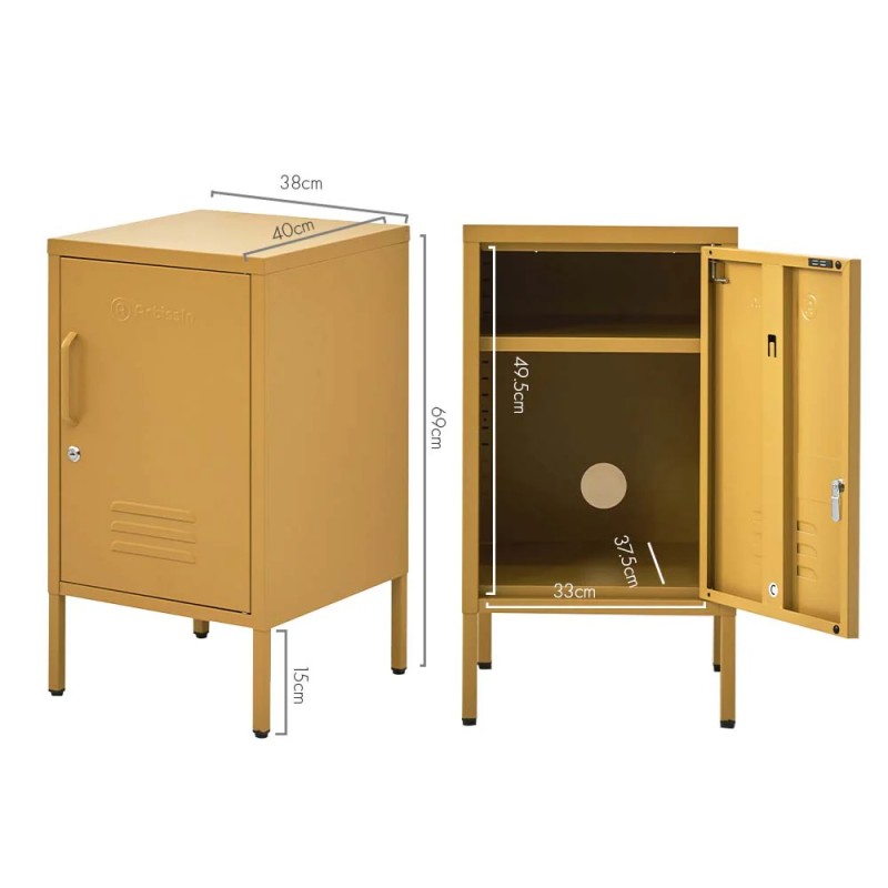 ArtissIn Bedside Table Metal Cabinet - MINI Yellow ArtissIn Bedside Table Metal Cabinet - MINI Yellow