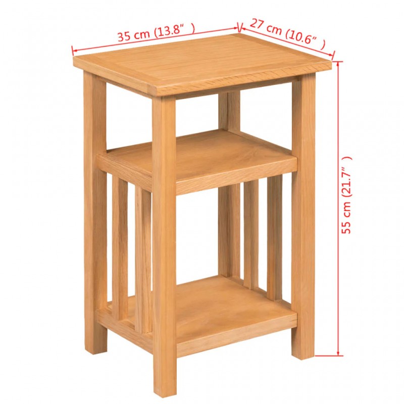 End Table with Magazine Shelf 27x35x55 cm Solid Oak Wood End Table with Magazine Shelf 27x35x55 cm Solid Oak Wood