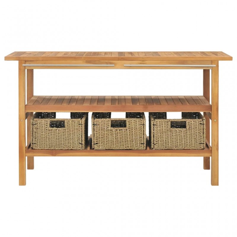 Bathroom Vanity Cabinet with 3 Baskets Solid Wood Teak 132x45x75 cm Bathroom Vanity Cabinet with 3 Baskets Solid Wood Teak 132x45x75 cm