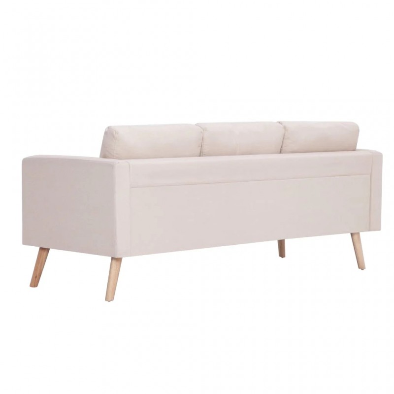 3-Seater Sofa Fabric Cream 3-Seater Sofa Fabric Cream