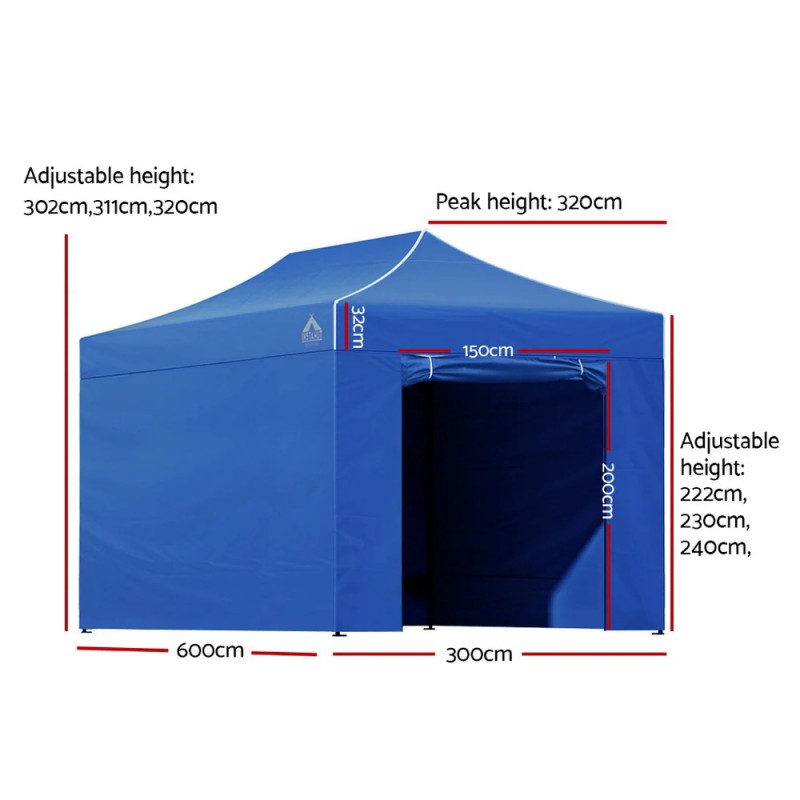 Instahut Gazebo 3x6 Pop Up Marquee Folding Tent Wedding Gazebos Camping Outdoor Shade Canopy Blue Instahut Gazebo 3x6 Pop Up Marquee Folding Tent Wedding Gazebos Camping Outdoor Shade Canopy Blue