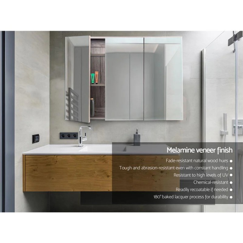 Cefito Bathroom Mirror Cabinet 900x720mm Oak Cefito Bathroom Mirror Cabinet 900x720mm Oak
