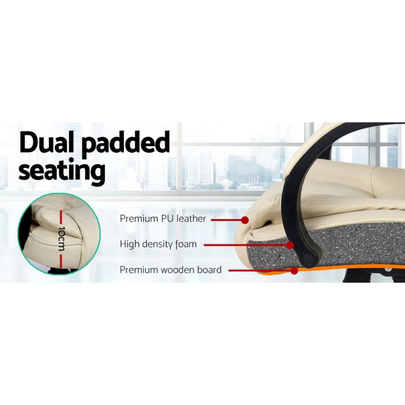 Artiss Executive Office Chair Leather Tilt Beige Artiss Executive Office Chair Leather Tilt Beige