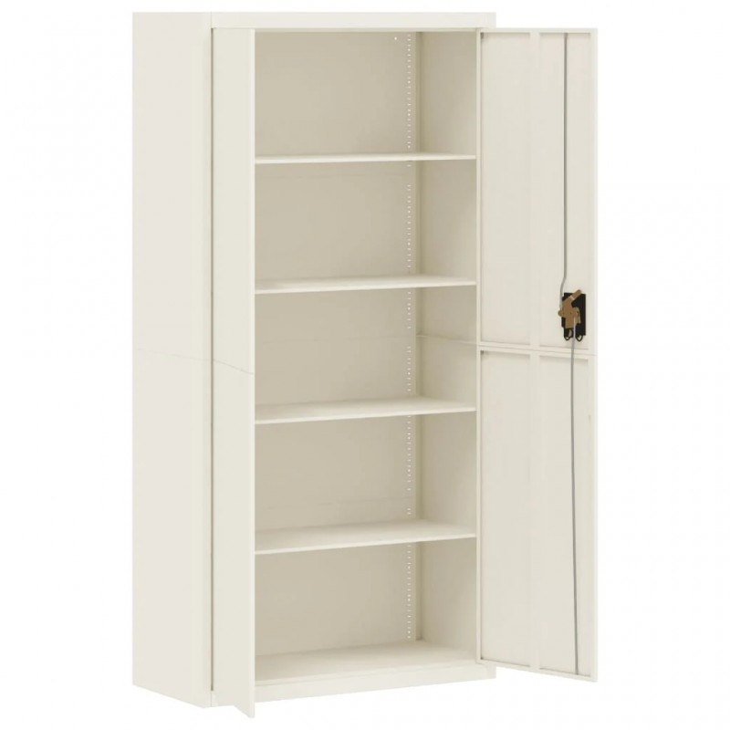 File Cabinet White 90x40x180 cm Steel File Cabinet White 90x40x180 cm Steel