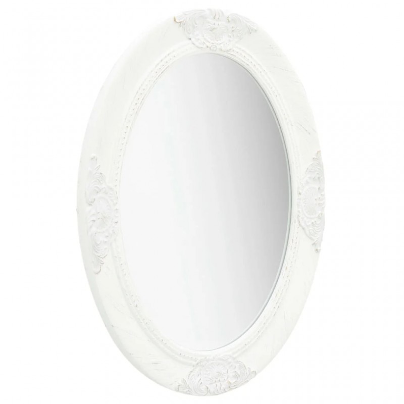 Wall Mirror Baroque Style 50x70 cm White Wall Mirror Baroque Style 50x70 cm White