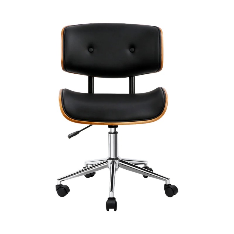 Artiss Wooden Office Chair Fabric Seat Black Artiss Wooden Office Chair Fabric Seat Black