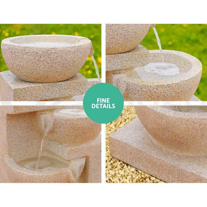 Gardeon Solar Water Feature with LED Lights 4-Tier Sand 72cm Gardeon Solar Water Feature with LED Lights 4-Tier Sand 72cm