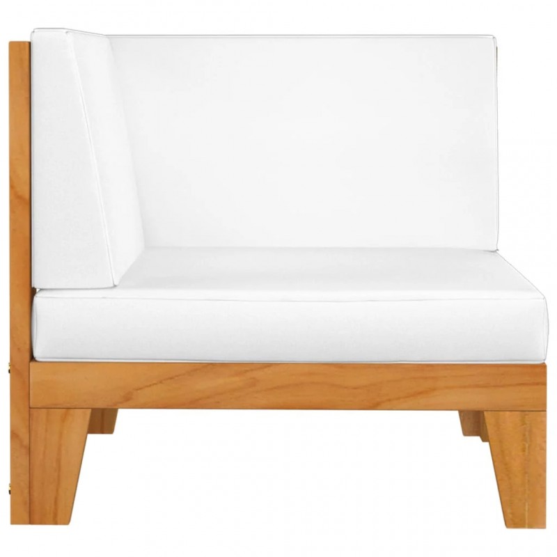 2-Seater Sofa with Cream White Cushions Solid Acacia Wood 2-Seater Sofa with Cream White Cushions Solid Acacia Wood