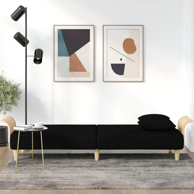 Sofa Bed with Armrests Black Fabric Sofa Bed with Armrests Black Fabric