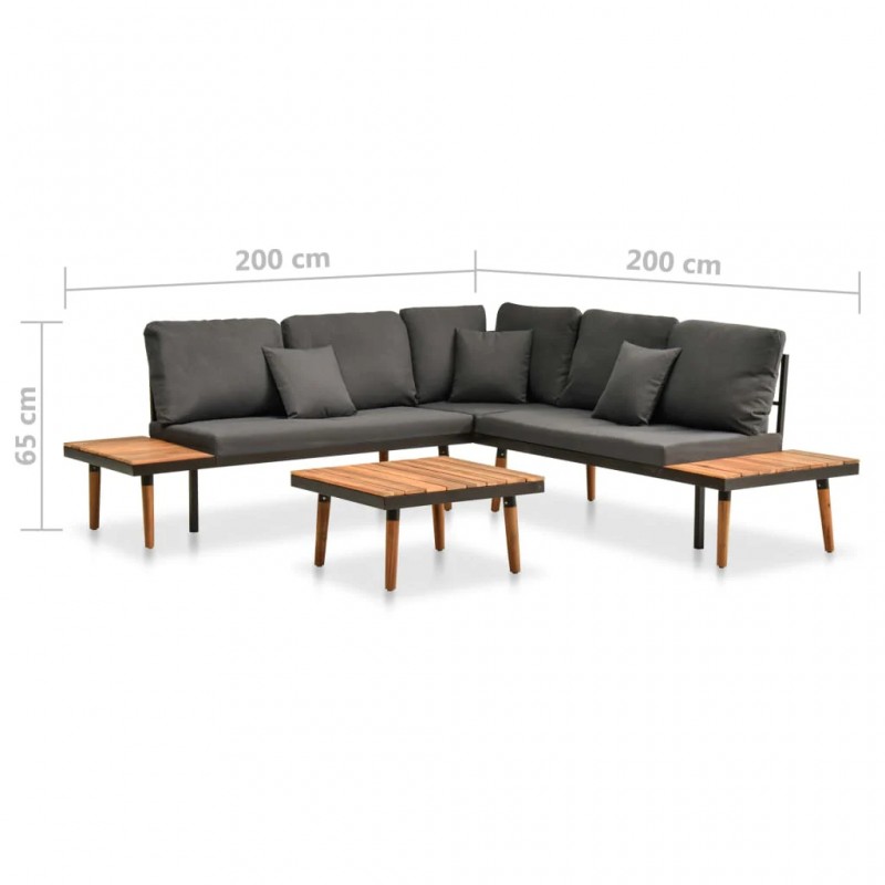 4 Piece Garden Lounge Set with Cushions Solid Acacia Wood 4 Piece Garden Lounge Set with Cushions Solid Acacia Wood