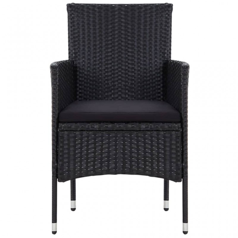 4 Piece Garden Lounge Set With Cushions Poly Rattan Black 4 Piece Garden Lounge Set With Cushions Poly Rattan Black