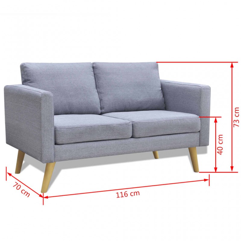 Sofa 2-Seater Fabric Light Grey Sofa 2-Seater Fabric Light Grey