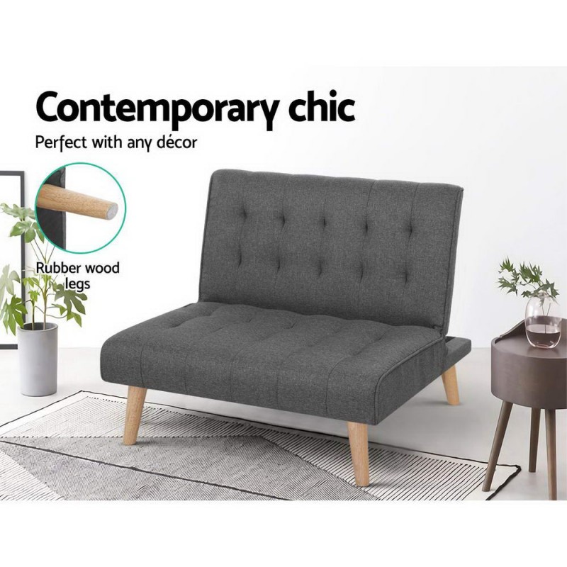 Artiss Recliner Single Sofa Bed Dark Grey Fabric Artiss Recliner Single Sofa Bed Dark Grey Fabric