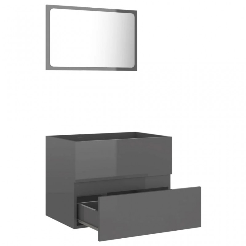 2 Piece Bathroom Furniture Set Grey Engineered Wood 2 Piece Bathroom Furniture Set Grey Engineered Wood