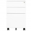 Mobile File Cabinet 3 Drawers White Steel