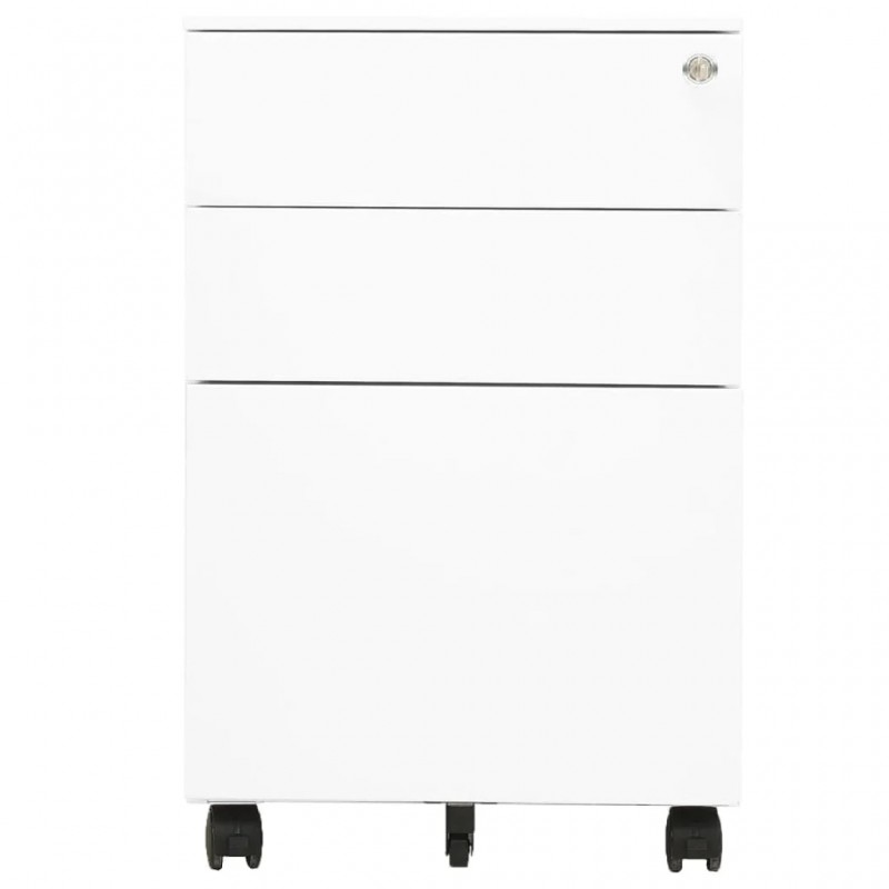 Mobile File Cabinet 3 Drawers White Steel Mobile File Cabinet 3 Drawers White Steel