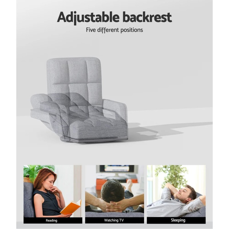 Artiss Floor Lounge Sofa Bed Swivel Grey Artiss Floor Lounge Sofa Bed Swivel Grey